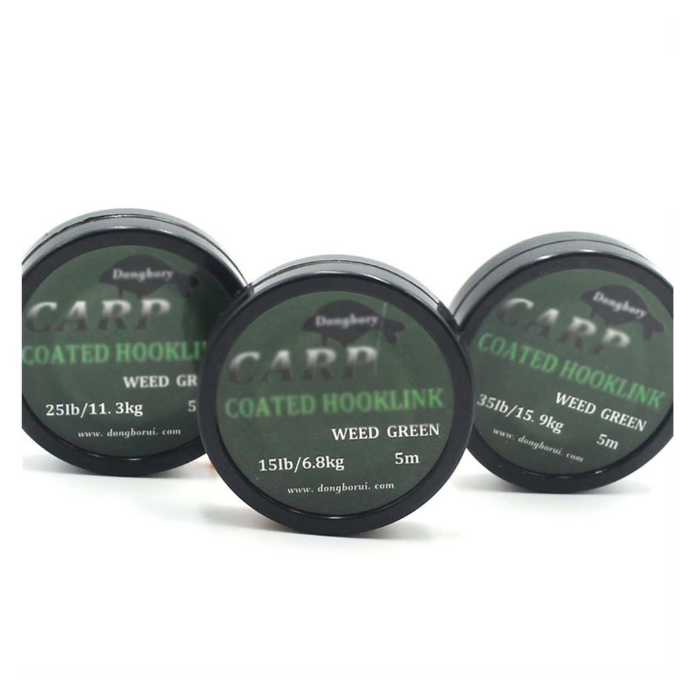 Fishing Line 1PCS 5m Carp Fishing Line Hook Link Carp Coated Hooklink Braid Line for Hair Rig 15IB 25IB 35IB Carp Coarse Fishing Tackle Fishing Braided Line (Color : 35LB)