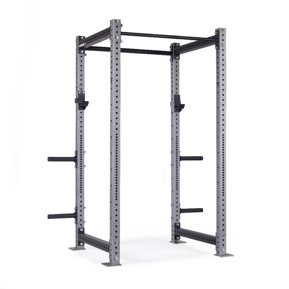 Titan Fitness X-3 Series 90" Silver Bolt-Down Power Rack, 36" Depth, Rackable 1650 LB Cage, 1.25" and 2" Pull Up Bars, Standard J-Hooks, Weight Plate Holders, Weightlifting and Strength Training