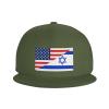 America Flag and Israel Flags Flat Bill Hats for Men, Moss Green Adjustable Snapback Hat, Unisex Hip Hop Baseball Cap-60 view 1