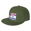 America Flag and Israel Flags Flat Bill Hats for Men, Moss Green Adjustable Snapback Hat, Unisex Hip Hop Baseball Cap-60 view 2