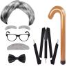 ATTBEA Old Man Costume Wig for Kids 100 Days of School Costume for Boys Old People Costume Set for Adults Men Halloween costume view 1