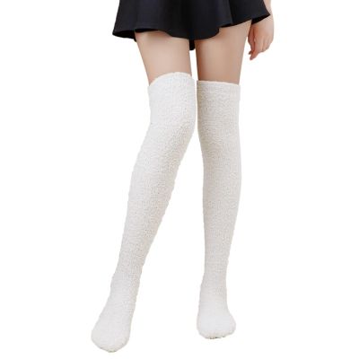 Dkygxwt Women Thermal Socks Thermal For Womens Coral Fleece Stripe Colorful Lightweight Athletic Casual Winter Thy Highs(White,One Size)