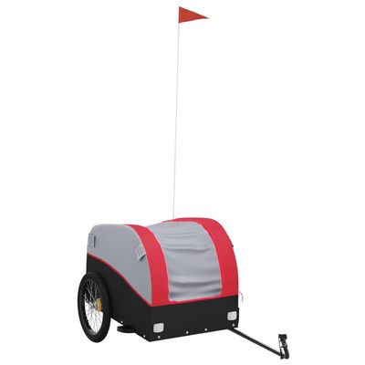 vidaXL Bike Trailer, Kids Bicycle Cargo Trailer Carrier, Child Bike Trailer, Bike Buggy Carriage Cycle Trailer, Black and Red Iron