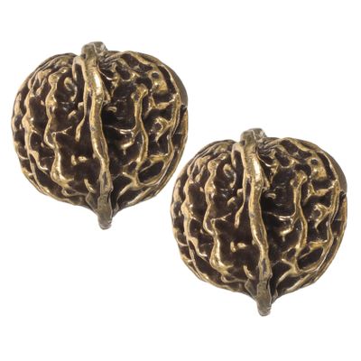 DOITOOL 2pcs Antique Brass Walnut Hand Exercise Chinese Collectibles for Fitness Home Decor Unique Tea Pet Ornaments for Elderly Health and Relief