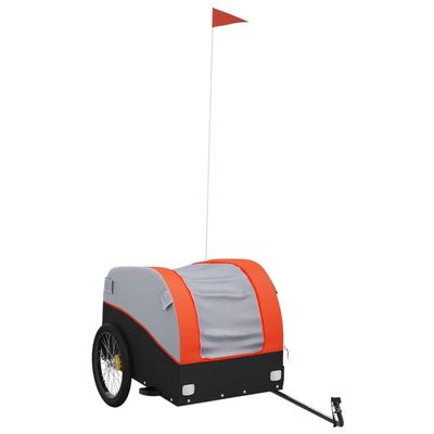 vidaXL Bike Trailer, Kids Bicycle Cargo Trailer Carrier, Child Bike Trailer, Bike Buggy Carriage Cycle Trailer, Black and Orange Iron