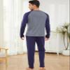 Reliwel Mens Pajamas Set Cotton Pjs for Men Sleepwear Long Sleeve & Pajama Pants Soft 2 Piece Sets with Pockets Blue Grey view 3