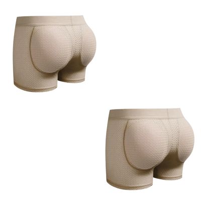 JOCKMAIL 2Pack Mens Padded Boxer Brief for Enhancing Buttocks Male Underpants Boxers Pack of 2 Padding Underwear (Medium,Khaqi)