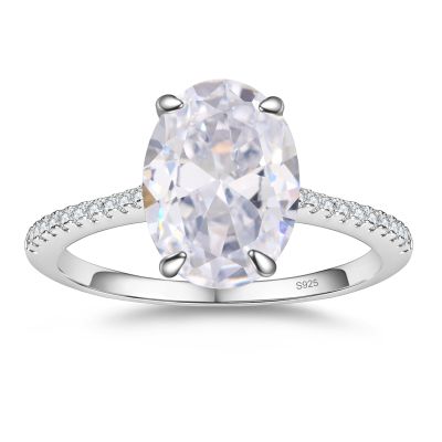 BAGUTTA PAVONE 3CT CZ Oval Cut Engagement Rings for Women,Womens 925 Sterling Silver Solitaire Wedding Bands Engagement Promise Rings for Her with 18K White Gold Plated Size 6