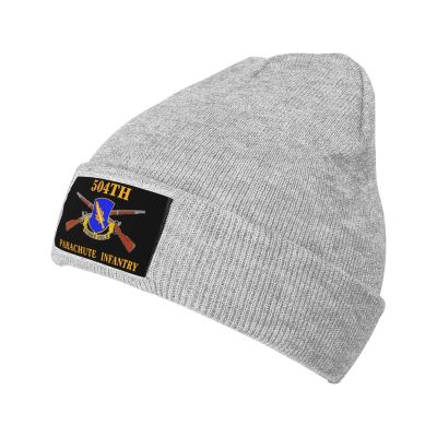 DIMAZ 504th Parachute Infantry Regiment Knit Beanie Womens Cuff Hat Unisex Warmthermal Hats Gray