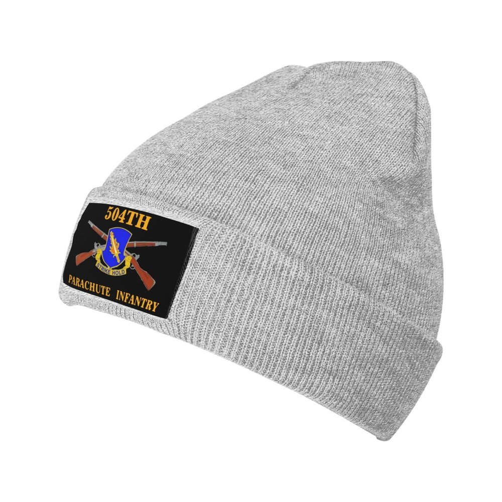DIMAZ 504th Parachute Infantry Regiment Knit Beanie Womens Cuff Hat Unisex Warmthermal Hats Gray