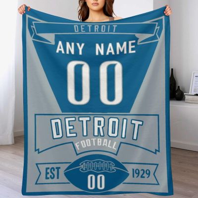 HDI7DEJ Custom Throw Blanket Football,Unisex-Adult Fleece Throw Blanket Personalized Fans Gifts for Men Add Name and Number, 50" x 40",60" x 50",80" x 60",Products Ships Next Day, Printed in USA