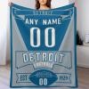 HDI7DEJ Custom Throw Blanket Football,Unisex-Adult Fleece Throw Blanket Personalized Fans Gifts for Men Add Name and Number, 50" x 40",60" x 50",80" x 60",Products Ships Next Day, Printed in USA view 1