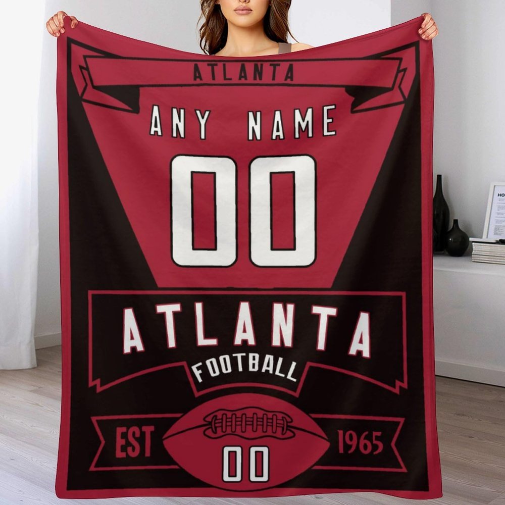 HDI7DEJ Custom Throw Blanket Football,Unisex-Adult Fleece Throw Blanket Personalized Fans Gifts for Men Add Name and Number, 50" x 40",60" x 50",80" x 60",Products Ships Next Day, Printed in USA