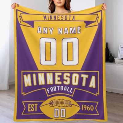 HDI7DEJ Custom Throw Blanket Football,Unisex-Adult Fleece Throw Blanket Personalized Fans Gifts for Men Add Name and Number, 50" x 40",60" x 50",80" x 60",Products Ships Next Day, Printed in USA