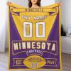 HDI7DEJ Custom Throw Blanket Football,Unisex-Adult Fleece Throw Blanket Personalized Fans Gifts for Men Add Name and Number, 50" x 40",60" x 50",80" x 60",Products Ships Next Day, Printed in USA view 1