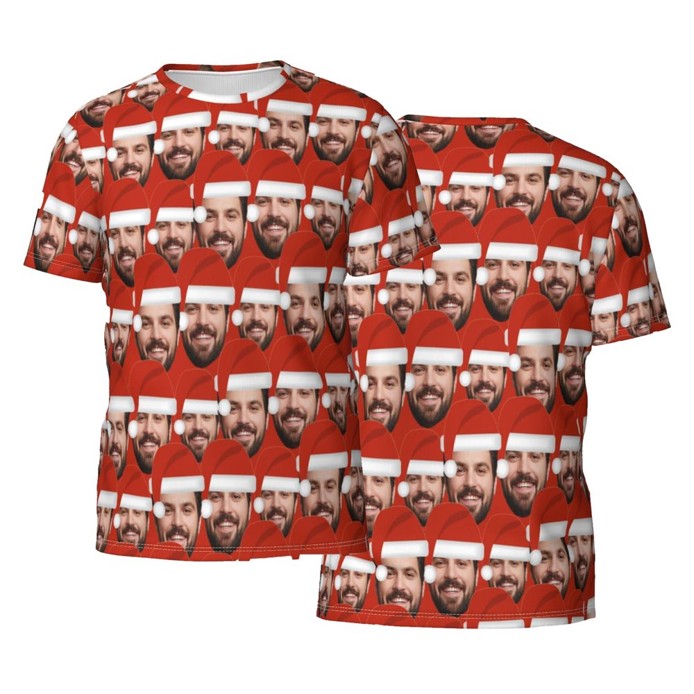 Custom Christmas T Shirts Add Your Image Custom Shirt Personalized Custom Photo Tshirt - Christmas T-Shirt with Face, 3X-Large