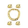 4 Pcs Gold Plated Gold Tooth Cap and Cuban Link Bracelet for Men Hip Hop Teeth Accessories Plain Single Tooth Cap for Teeth Mouth Realistic Fake Teeth Grills for Party Open Face Front Tooth Caps view 1