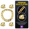 4 Pcs Gold Plated Gold Tooth Cap and Cuban Link Bracelet for Men Hip Hop Teeth Accessories Plain Single Tooth Cap for Teeth Mouth Realistic Fake Teeth Grills for Party Open Face Front Tooth Caps view 2