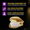 4 Pcs Gold Plated Gold Tooth Cap and Cuban Link Bracelet for Men Hip Hop Teeth Accessories Plain Single Tooth Cap for Teeth Mouth Realistic Fake Teeth Grills for Party Open Face Front Tooth Caps view 4