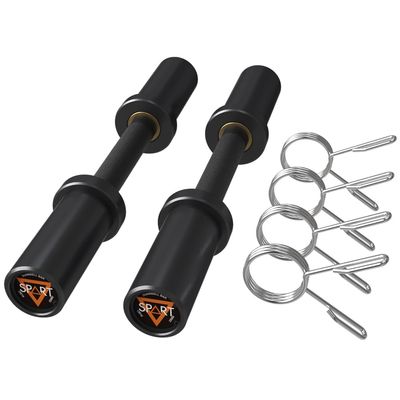16" Olympic Dumbbell Handles, Pair of Loadable Dumbbell Bar Set for 2 Inch Olympic Weight Plates, Heavy Duty Dumbbell Bar for Home Gym Workout Strength Training, 2 Pair of Spring Collars Included