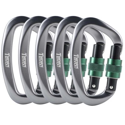 Climbing Locking Carabiner Clip Rappelling - Thorn 25KN Heavy Duty Large Screwgate Carabiners Clips for Rock Climbing,Mountaineer,Hammock,Camping,Gym,Dark Grey Pack of 5