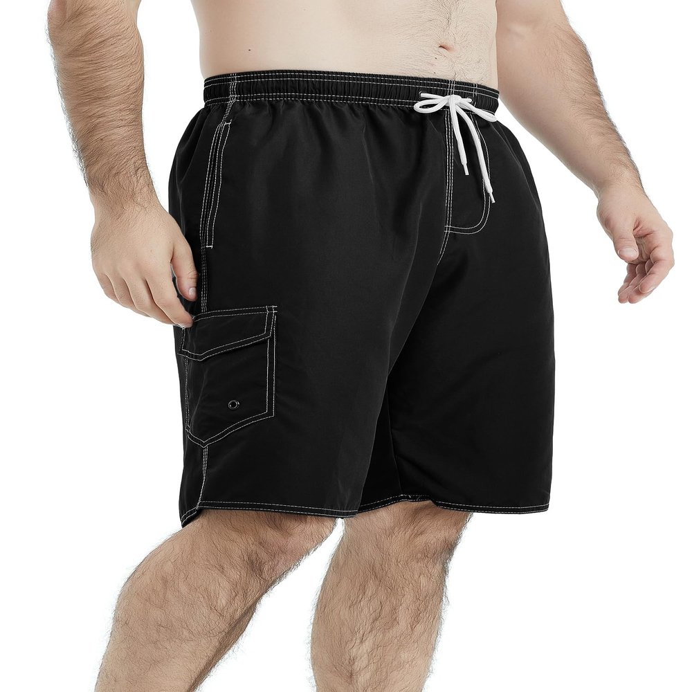 NIMeng Mens Swim Trunks Swim Shorts Swimwear Swimsuit Beach Shorts Bathing Suits Quick Dry Water Resistent Black