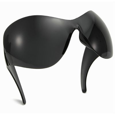 mincl Fashion Super Big Cat Eye Y2K Sunglasses For Women Vintage Oversized One Piece Shield Mask Sun Glasses Men Hip Hop Shades (black)