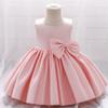 AFAVOM Infant Girls Bowknot Tutu Dress Wedding Flower Girl Dress Formal Party Outfit Princess Christmas Prom Christening Gown Satin Pageant Dress Photo Shoot Cake Smash Baptism Dress Pink 12-18 Months view 3