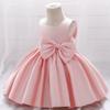 AFAVOM Infant Girls Bowknot Tutu Dress Wedding Flower Girl Dress Formal Party Outfit Princess Christmas Prom Christening Gown Satin Pageant Dress Photo Shoot Cake Smash Baptism Dress Pink 12-18 Months view 4