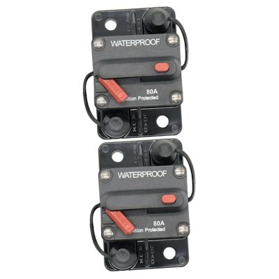 FAVOMOTO 2pcs 12v-36v Marine Circuit Breaker Auto Reset 80a Waterproof Fuse Inverter Audio Easy Install Panel Mount