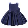 AFAVOM Infant Girls Bowknot Tutu Dress Wedding Flower Girl Dress Formal Party Outfit Princess Prom Christening Ball Gown Satin Pageant Dress Photo Shoot Cake Smash Baptism Dress Dark Blue 6-12 Months view 1