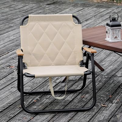 DELURA Portable Folding Camping Chair Low Beach Chairs for Camp Lawn Hiking Sports Hunting (Color : B)