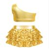XUNZOO Kids Girls Shiny Sequin 2 Piece Outfits Jazz Latin Samba Dance Performance Dance Costume Dancewear 02#Gold 5-6 Years view 2