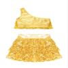 XUNZOO Kids Girls Shiny Sequin 2 Piece Outfits Jazz Latin Samba Dance Performance Dance Costume Dancewear 02#Gold 5-6 Years view 4
