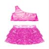 XUNZOO Kids Girls Shiny Sequin 2 Piece Outfits Jazz Latin Samba Dance Performance Dance Costume Dancewear 02#HotPink 5-6 Years view 4