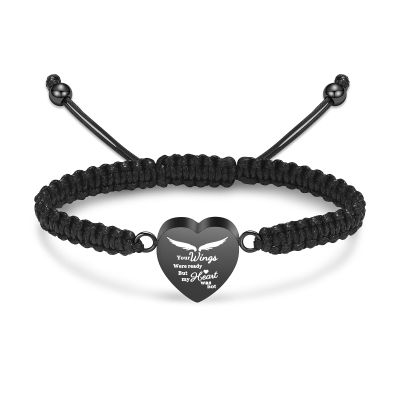 shajwo Cremation Jewelry Heart Urn Bracelet for Ashes for Women Men Adjustable Memorial Keepsake Rope Bracelet,Rainbow