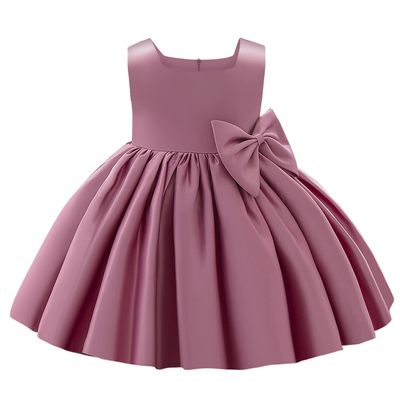 AFAVOM Toddler Girls Bowknot Tutu Dress Wedding Flower Girl Dress Formal Party Outfit Princess Prom Christening Gown Satin Pageant Dress Photo Shoot Cake Smash Baptism Dress Cameo Brown 3-4 Years
