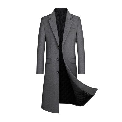 Zeiyignr Men's Classic Wool Trench Coat Single Breasted Mid Long Wool Blend Top Pea Coats Jackets Business Casual Overcoat