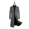 Zeiyignr Men's Classic Wool Trench Coat Single Breasted Mid Long Wool Blend Top Pea Coats Jackets Business Casual Overcoat view 2