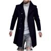 Ctreela Stylish Lapel Collar Overcoats for Men's Wool Blend Slim Fit Mid Length Trench Coats Single Breasted Windbreaker view 1