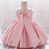 AFAVOM Infant Girls Bowknot Tutu Dress Wedding Flower Girl Dress Formal Party Outfit Princess Christmas Prom Christening Gown Satin Pageant Dress Photo Shoot Cake Smash Baptism Dress Pink 3-4 Years view 2