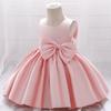 AFAVOM Infant Girls Bowknot Tutu Dress Wedding Flower Girl Dress Formal Party Outfit Princess Christmas Prom Christening Gown Satin Pageant Dress Photo Shoot Cake Smash Baptism Dress Pink 3-4 Years view 4