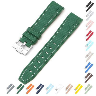 20mm Curved End Rubber Band For Omega X Swatch MoonSwatch, Replacement Watch Bands With Buckle For Omega X Swatch MoonSwatch and SpeedMaster - Multiple Colors (Green)