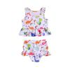 kacubwyy Little Girls Swimsuit Sleeveless Ruffle Top & Shorts Two Piece Tankinis Set Kids Swimwear Bathing (4 Years,Dinosaur) view 1