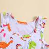 kacubwyy Little Girls Swimsuit Sleeveless Ruffle Top & Shorts Two Piece Tankinis Set Kids Swimwear Bathing (4 Years,Dinosaur) view 3