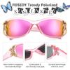 FEISEDY Trendy Polarized Y2K Sunglasses Wrap Around Butterfly Design Fashion Sunnies UV400 Protection B0078 view 3