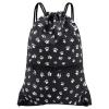 HOLYLUCK Drawstring Backpack Bag Sport Gym Sackpack (Black background white Dog Paw Prin) view 1