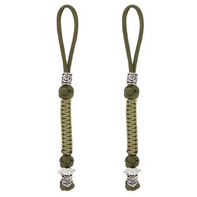 DELORIGIN 2pcs Knife Lanyards with Alloy Skull Beads Tactical Lanyard Clip Pendant Strap EDC Accessories for Knife Buckle Travel Car Keychain Backpack Camping Zipper Pulls