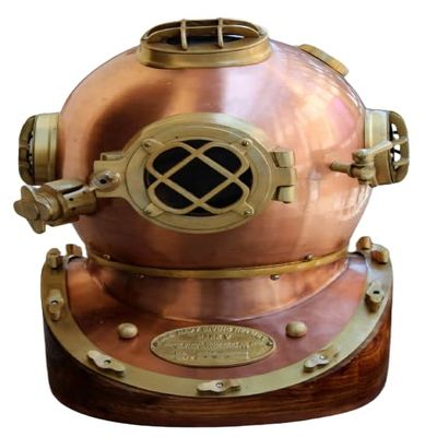 18" Heavy Model U.S Navy Mark V Diving Divers Helmet Steel & Brass with Base
