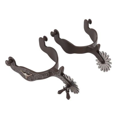 Xcello 1 Pair of Vintage Patterned Horse Spurs for Equestrian Riding, Made of Carbon Steel, for Saddlery Equipment Accessory